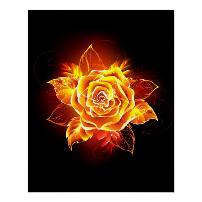 Póster Rosa de Fogo em Flor (Frente)