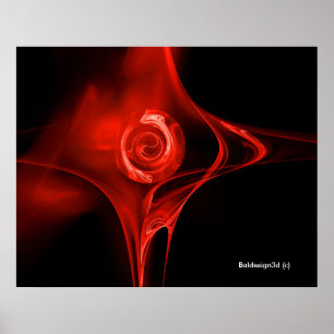 PÓSTER ROSA DE FRACTAL VERMELHO A PRETO