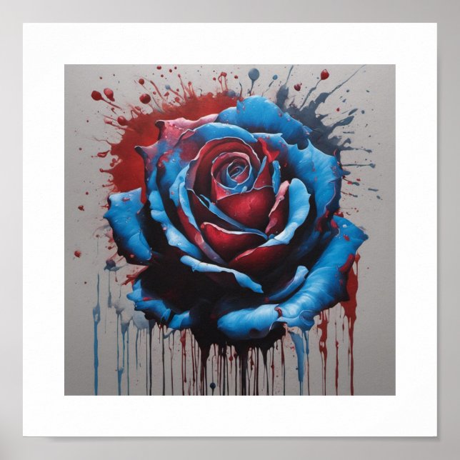 Poster Rosa de Lua de sangue azul (Frente)