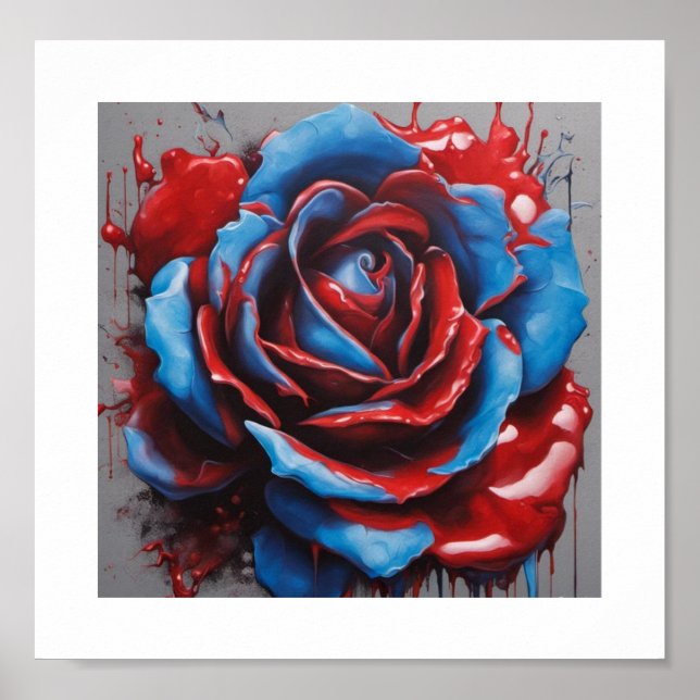 Poster Rosa de Lua de Sangue Azul (Frente)