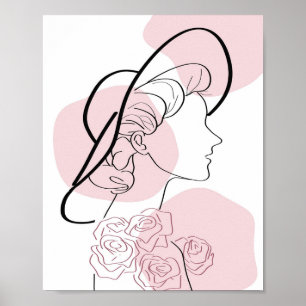 Poster Rosa de Menina Minimalista para Mulheres Moderna