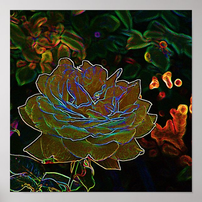 Póster Rosa de neon amarelo (Frente)