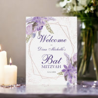 Rosa de ouro, cor de água floral roxa Bat Mitzvah