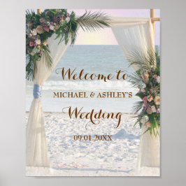 Poster Rosa de Praia Tropical Sai do Sol Boas-vindas