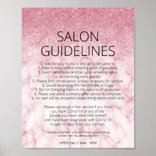 Poster Rosa de Segurança Sanitária Dourada Salão de Ca