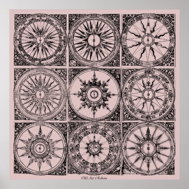 Poster Rosa de vento antigo (Frente)