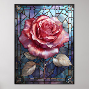 Poster Rosa de Vidro Obtido - Arte Floral Gótica