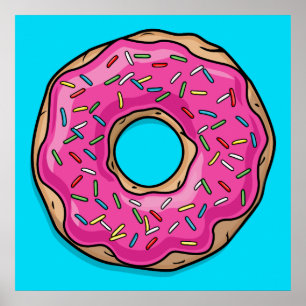 Póster Rosa delicioso suculento rosquinha polvilhada