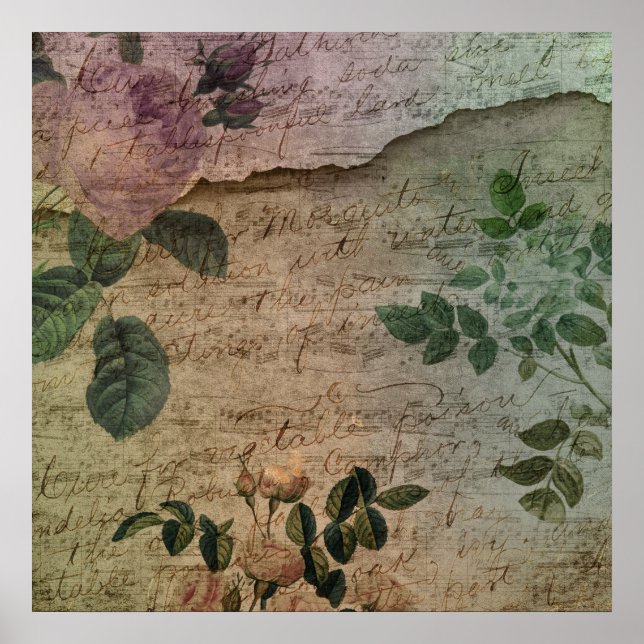 Poster Rosa do Steampunk Torn | Ephemera Vintage em dific (Frente)