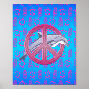Póster Rosa Dolphin Peace
