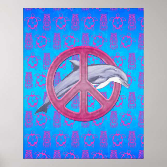 Póster Rosa Dolphin Peace (Frente)