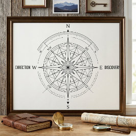 Poster Rosa dos Ventos Náutica de Descoberta de Direção 