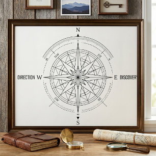 Poster Rosa dos Ventos Náutica de Descoberta de Direção