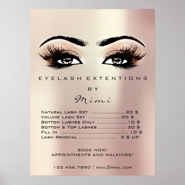 Poster Rosa Dourada Blush Makeup Eyes Acelera os preços (Frente)