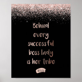 Poster Rosa Dourada Glitter Boss Lady Motivational Cote