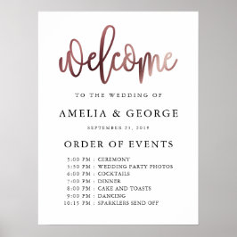 Poster Rosa Dourada ordem de boas-vindas a preto