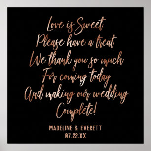 Poster Rosa Dourada Tipografia Amor é Doce Mesa