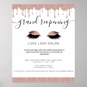 Poster Rosa Dourado Beauty Salon reabrindo segurança do c