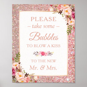 Poster Rosa Dourado Brilhante Por Favor Tome Sinal De Bol