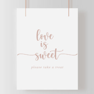 Poster Rosa Dourado Calliografia: Amor é doce
