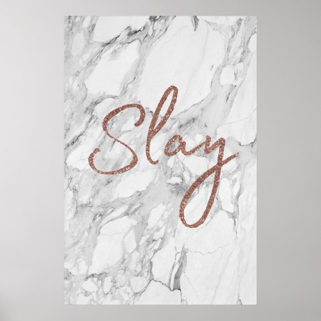 Poster rosa dourado da Mármore SLAY (Frente)