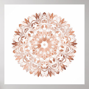 Poster Rosa Dourado Floral Mandala