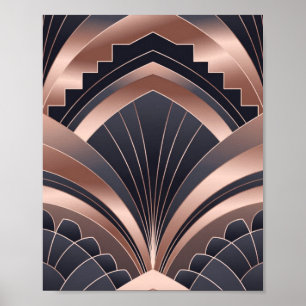 Poster Rosa Dourado Naval Geométrico Ventoinha Neo Deco A