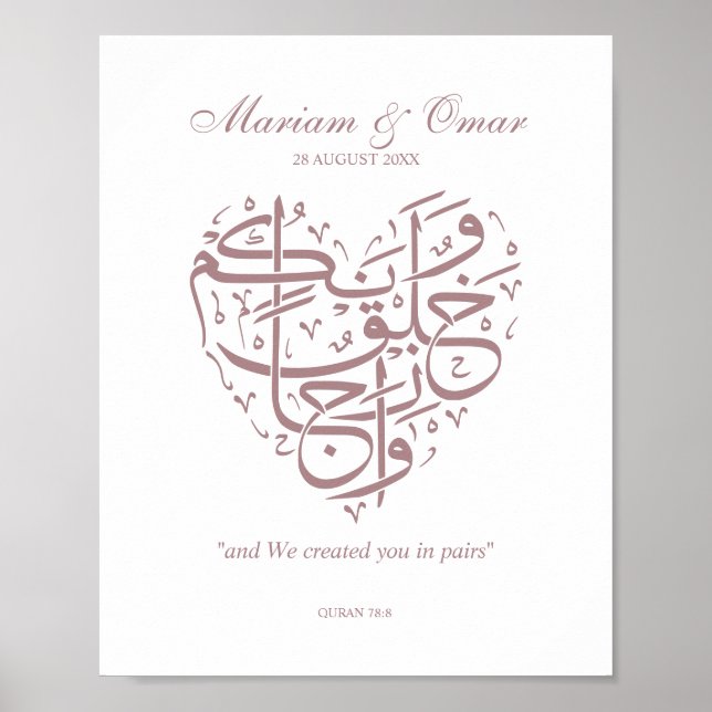 Poster rosa Dourado Nikkah Wedding (Frente)