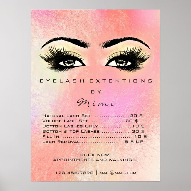 Poster Rosa Dourado Peach Makeup Eyes Abaixa Preços Paste (Frente)