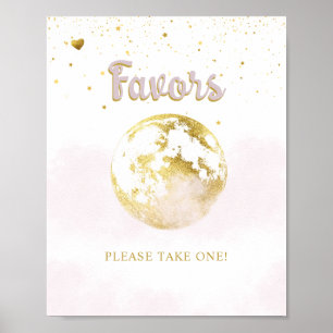 Poster Rosa Dourado Sobre o Sinal de Chá de fraldas Favor