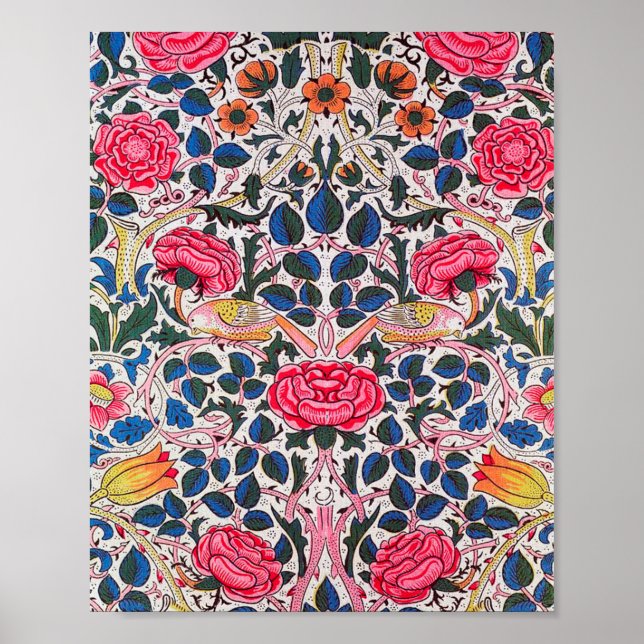 Poster Rosa e Bird, William Morris (Frente)