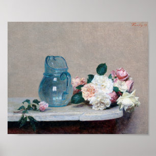 Poster Rosa e Glass Jug, Henri Fantin-Latour