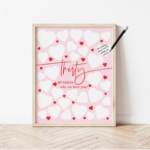 Poster Rosa e Vermelho 30 Razões pelas quais Nós Te Amamo