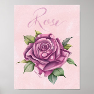 Poster Rosa em Aquarela 