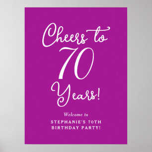 Poster Rosa Escuro Anima 70 Anos Aniversário Bem-vindo