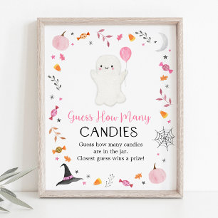 Poster Rosa Fantasma Halloween Adivinha Quantos Jogos