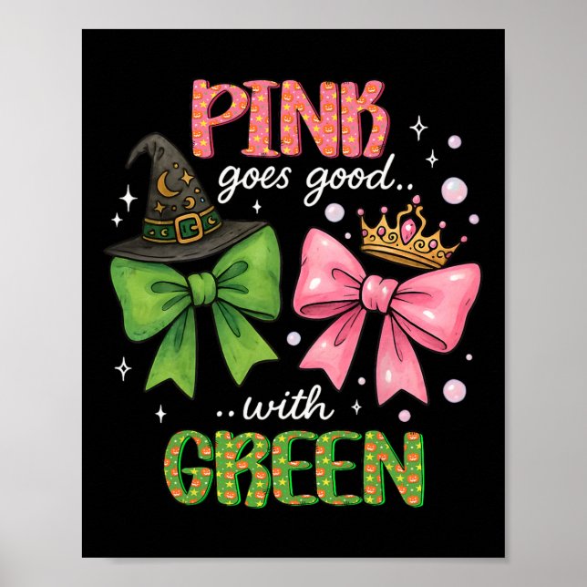 Poster Rosa Fica Bom Com O Pinkand Da Bruxa De Halloween  (Frente)