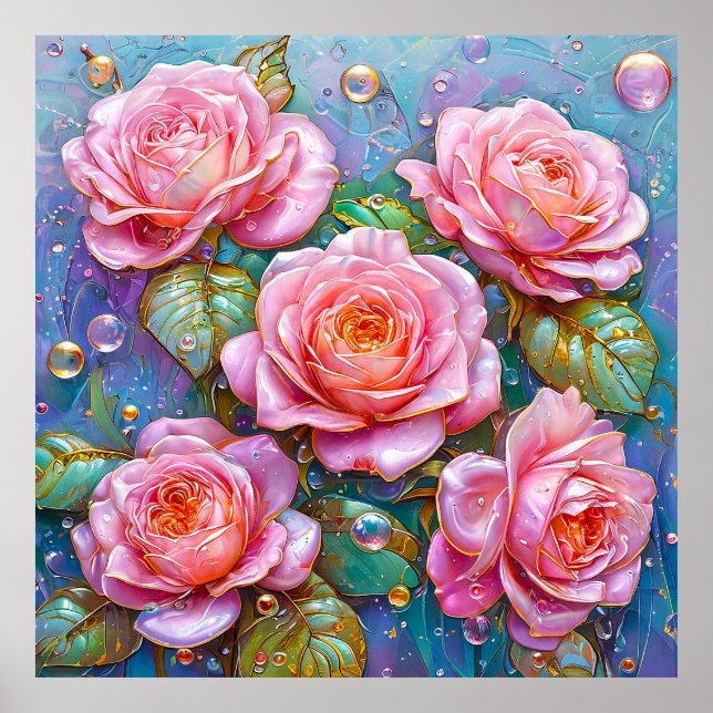 Poster 🌸 Rosa Floral Decoração de Casa Elegante (Frente)