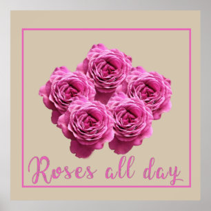 Poster rosa floral rosa púrpura