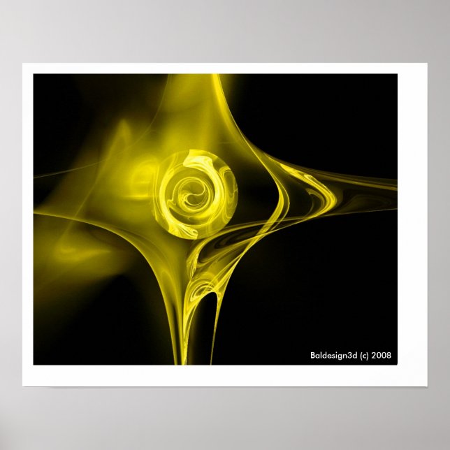 Poster ROSA FRACTAL, amarelo (Frente)