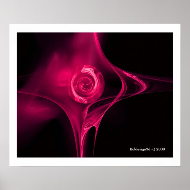 Póster ROSA FRACTAL, fúcsia rosa (Frente)