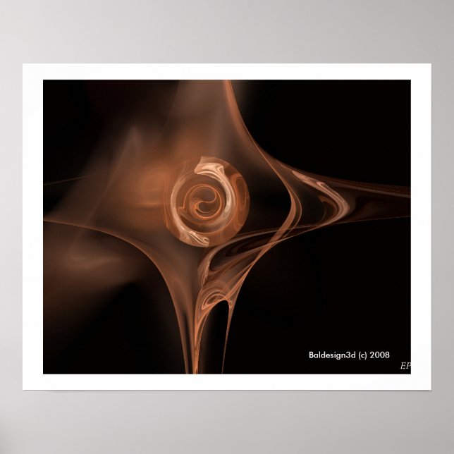 Póster ROSA FRACTAL ,marrom (Frente)