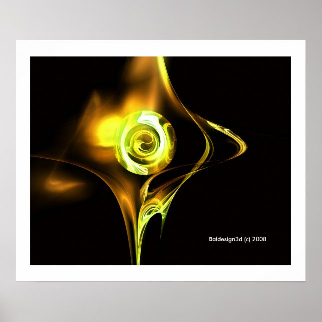 Póster ROSA FRACTAL, marrom amarelo (Frente)