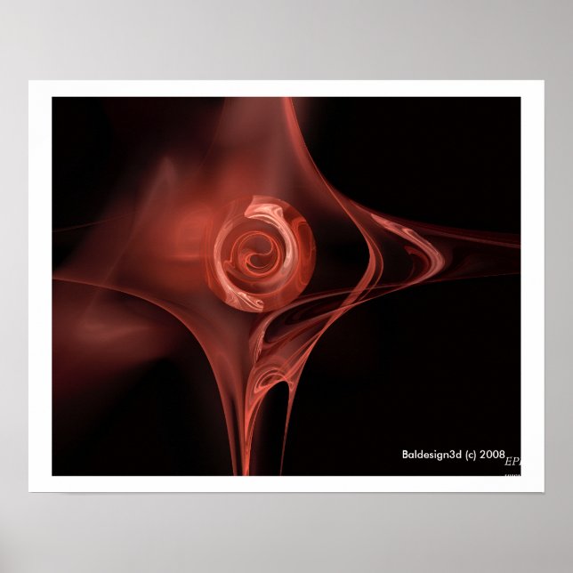 Póster ROSA FRACTAL, marrom vermelho (Frente)