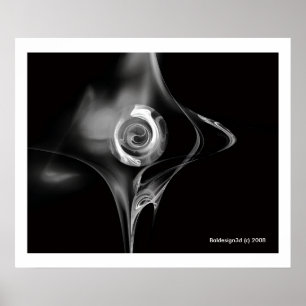 Póster ROSA FRACTAL, preto e branco