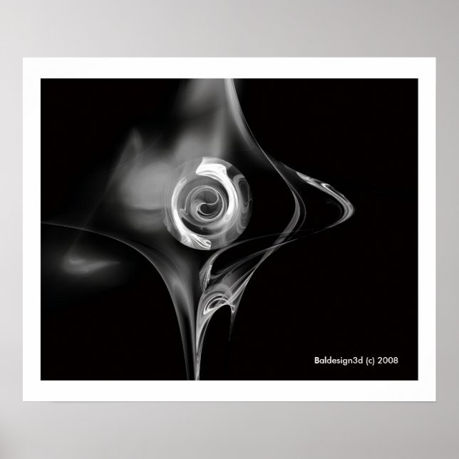 Póster ROSA FRACTAL, preto e branco (Frente)