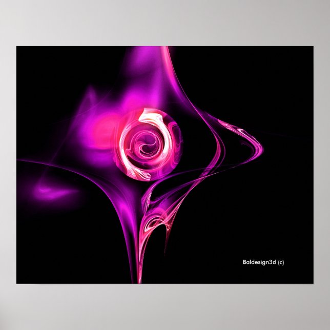 Póster ROSA FRACTAL, rosa roxo (Frente)