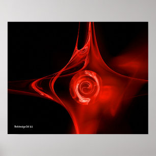 Póster ROSA FRACTAL, vermelha, preta