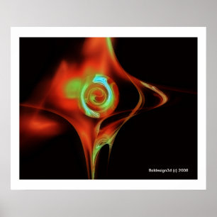 Póster ROSA FRACTAL, vermelho verde azul