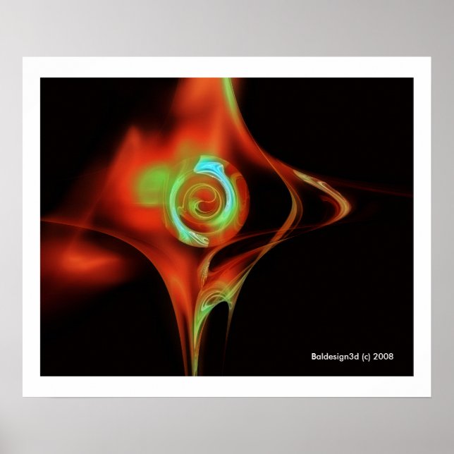 Póster ROSA FRACTAL, vermelho verde azul (Frente)